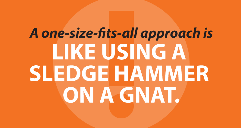 A one-size-fits-all approach is like using a sledge hammer on a gnat.