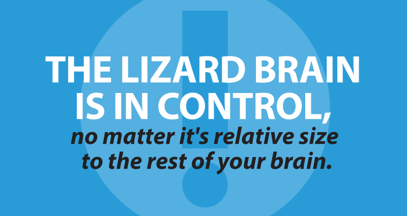 the Lizard Brain is in control, no matter it's relative size to the rest of your brain.