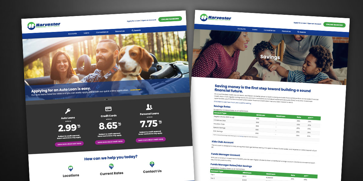 Harvester Financial CU website redesign