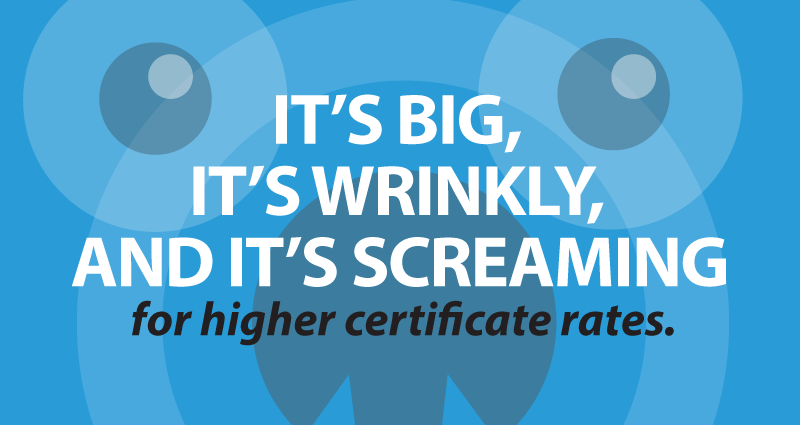 It’s big, it’s wrinkly, and it’s screaming for higher certificate rates.