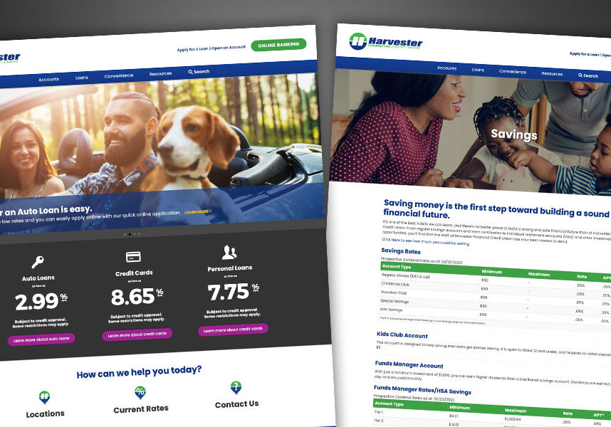 Harvester Financial CU website redesign